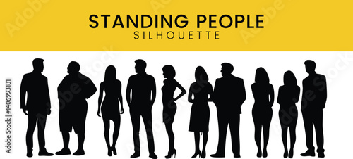 Standing People Silhouettes Vector illustration