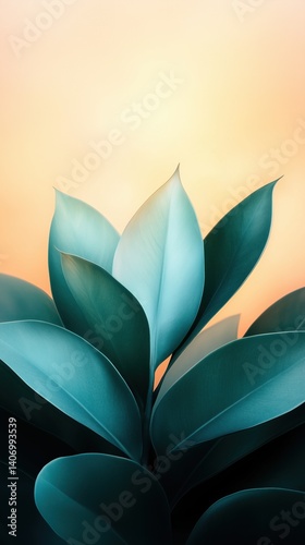 Lush green leaves against a soft warm background creating a calming atmosphere in a natural setting