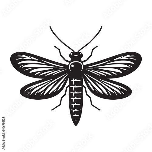 Twinkling Firefly silhouette, brightening the summer night – Firefly illustration – Firefly vector – Insect silhouette

