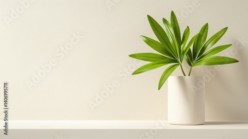 Indoor plant in a simple white pot on a neutral background enhancing modern home decor