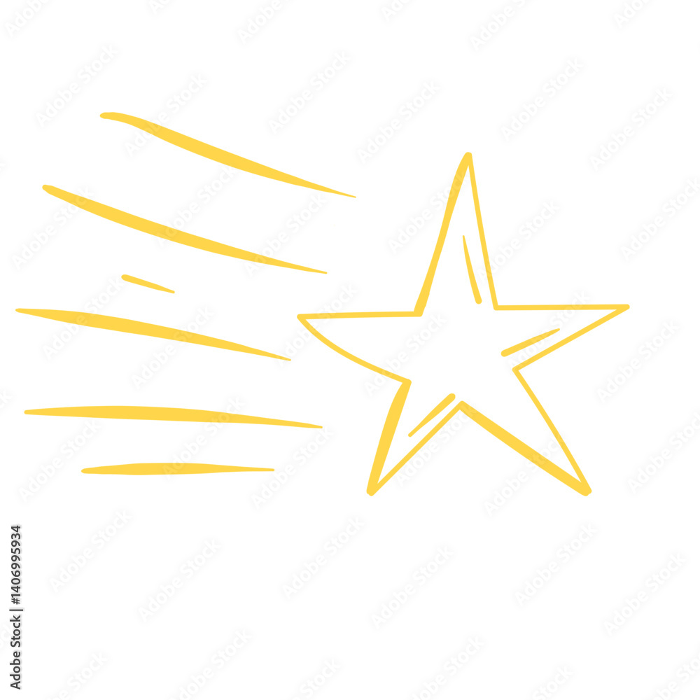Obraz premium Shooting Star Doodle Outline