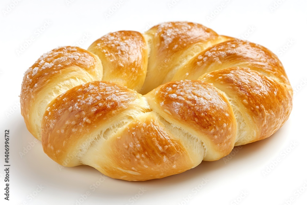 Fresh croissant on white background with a crispy golden crust, perfect for a tasty breakfast or snack Fresh croissant on white background with a crispy golden crust, perfect for a tasty breakfast or snack