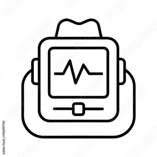 Outline of Defibrillator on white background