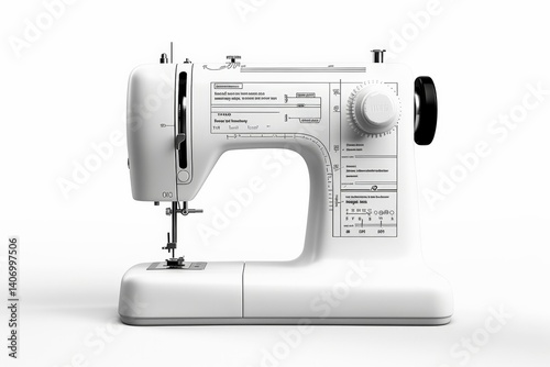 White sewing machine with detailed controls and modern design