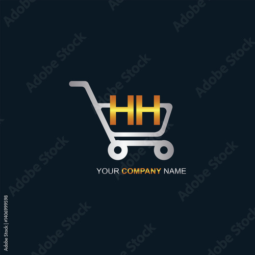 Shopping cart vector HH logo design. HH logo design is used for supermarket or supermall and grocery market.