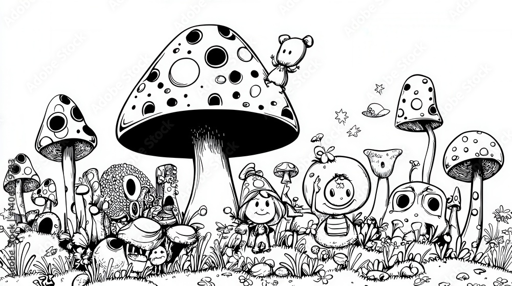 Whimsical Forest with Cute Characters Whimsical Forest with Cute Characters