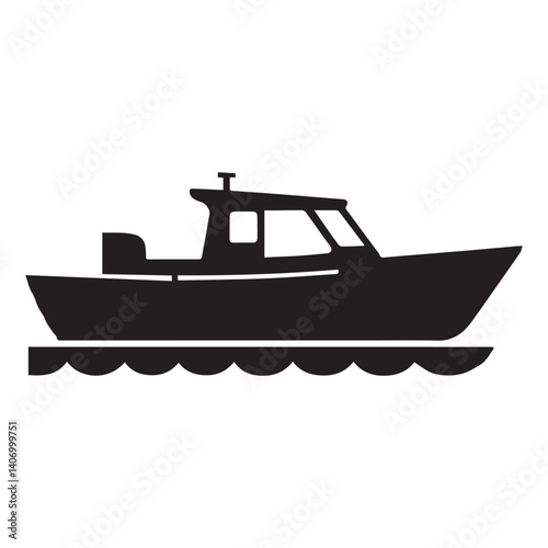 Pontoon boating pontoon boat silhouette vector White Background.