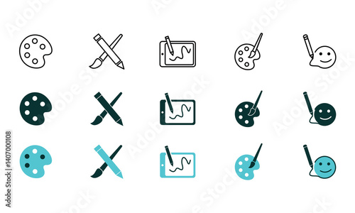 Art Icon Collection – Paint, Brush, and Color