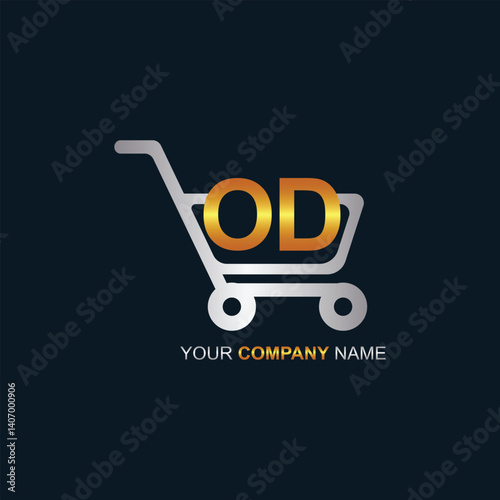 Shopping cart vector OD logo design. OD logo design is used for supermarket or supermall and grocery market.