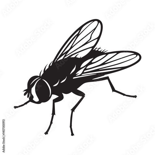 Alert Fly silhouette, quick to sense danger and escape – Fly illustration – Minimalist Fly vector – Insect silhouette

