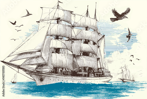 Classic Sailing Ship: A Vintage Journey Across the Seas