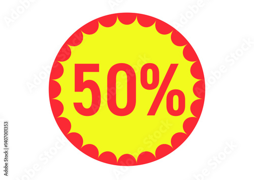 50%のフラットなアイコンイラスト