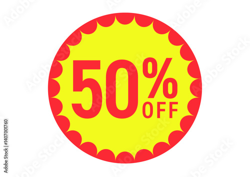 50%OFFのフラットなアイコンイラスト