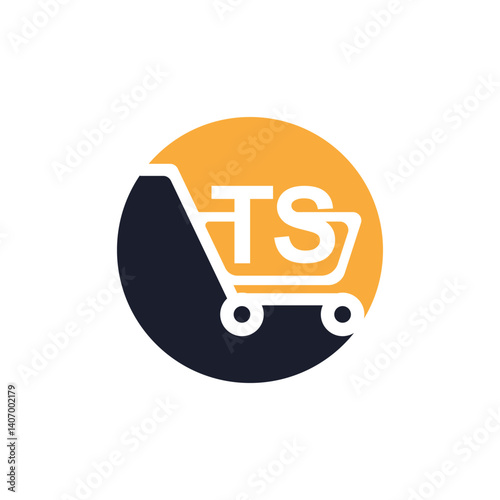 Shopping cart vector TS logo design. TS logo design is used for supermarket or supermall and grocery market.