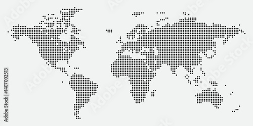 Dotted world map design showing continents and countries with vector digital design