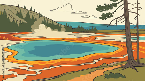 Colorful hot springs in Yellowstone – Wyoming, USA
