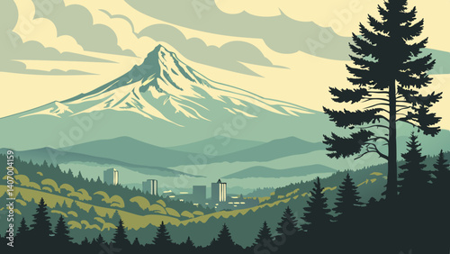 Daytime view of Mount Hood from Portland – Oregon, USA

