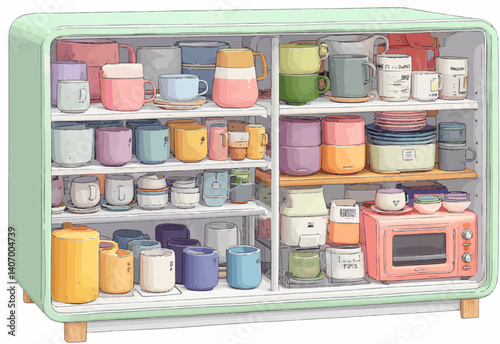 Colorful Cupboard: A Cheerful Collection of Mugs and Kitchenware