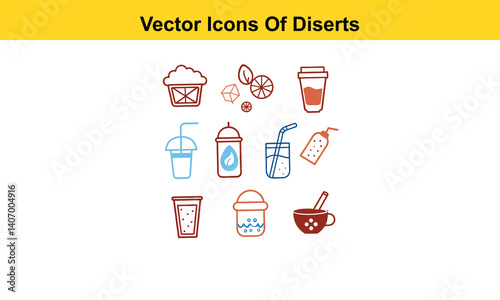 Drink thin line icons collection isolated on white background. Editable stroke Vector.