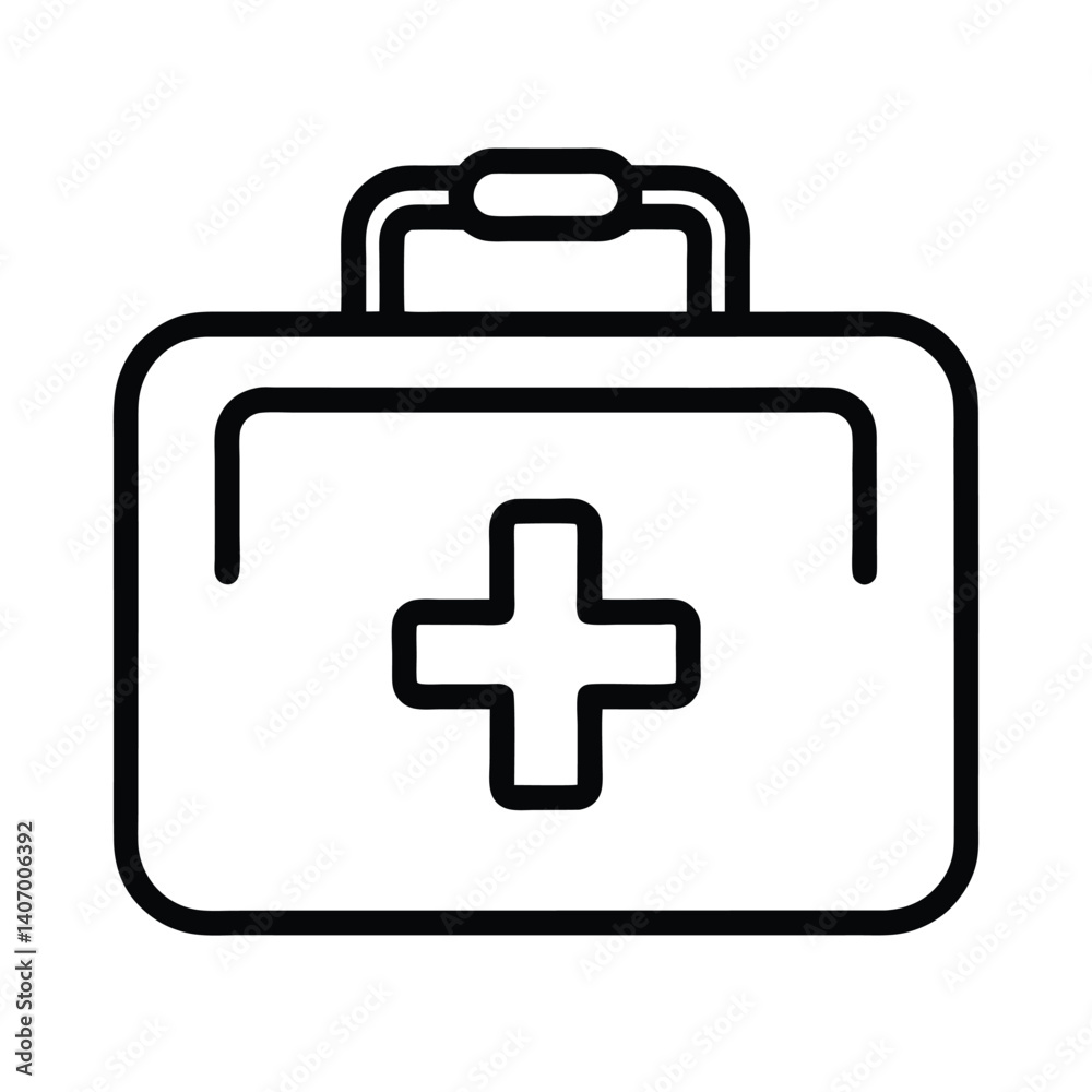 Outline of First aid kit on white background Outline of First aid kit on white background