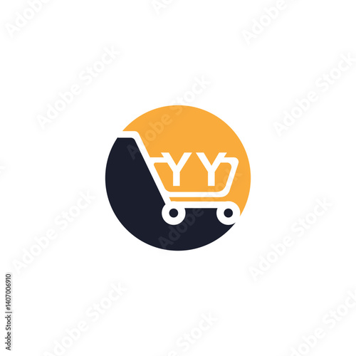 Shopping cart vector YY logo design.YY logo design is used for supermarket or supermall and grocery market.