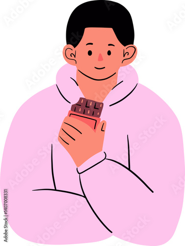 Man Holding Chocolate Bar