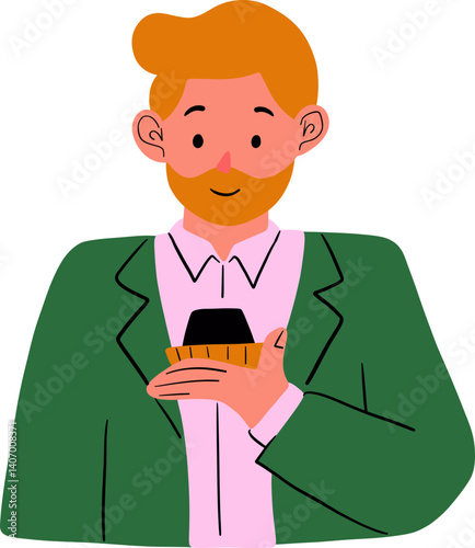 Man Enjoying a Chocolate Pastry