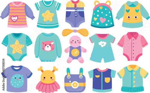 Colorful Baby Clothes Set – Cute Cartoon Onesies, Rompers, and Outfits for Kids and Newborns