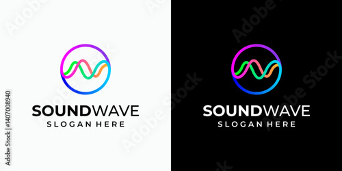 Vector logo design of two unified wave lines in a circle shape with a modern, simple, clean and abstract style.