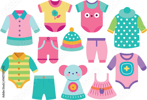 Colorful Baby Clothes Set – Cute Cartoon Onesies, Rompers, and Outfits for Kids and Newborns
