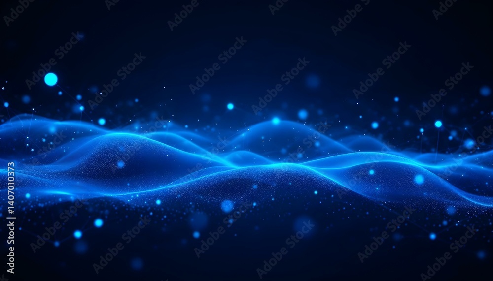 Obraz premium A mesmerizing digital landscape of luminous blue particles, conveying technology and abstract concepts.