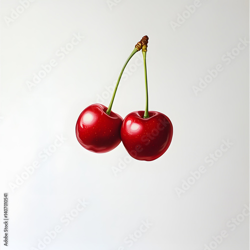Two cherries are shown in the image, one on the left and one on the right