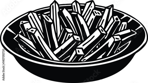  Delicious food French fries vector silhouette black artwork illustration