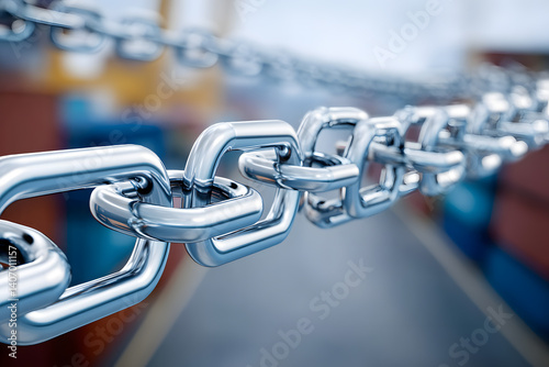 A chain of silver links is shown in a close up