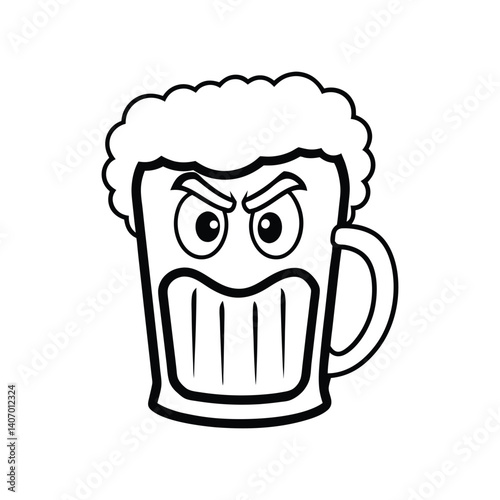 aggressive mug of beer vector illustration