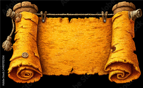 Ancient Scroll with Ropes