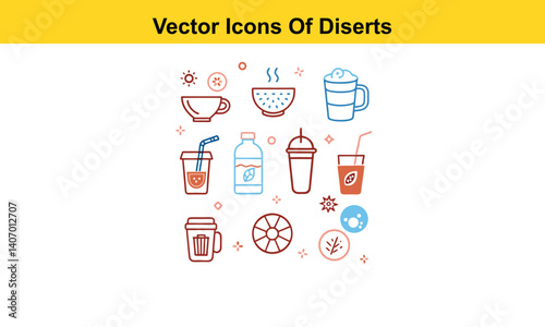 Drink thin line icons collection isolated on white background. Editable stroke Vector.