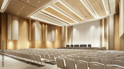 Modern conference hall interior, spacious and well-lit