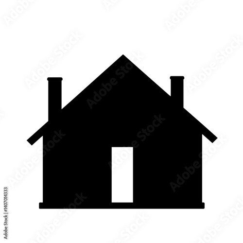 Silhouette of a house on white background, simplicity and home