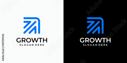 Growth arrow vector logo design with modern, simple, clean and abstract style. Icon for business, technology and personal branding.