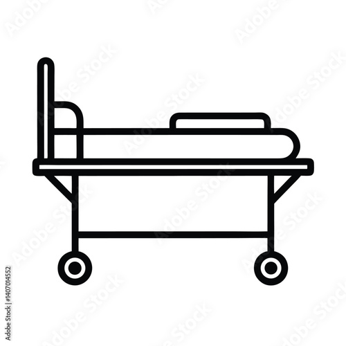 Outline of Hospital bed on white background