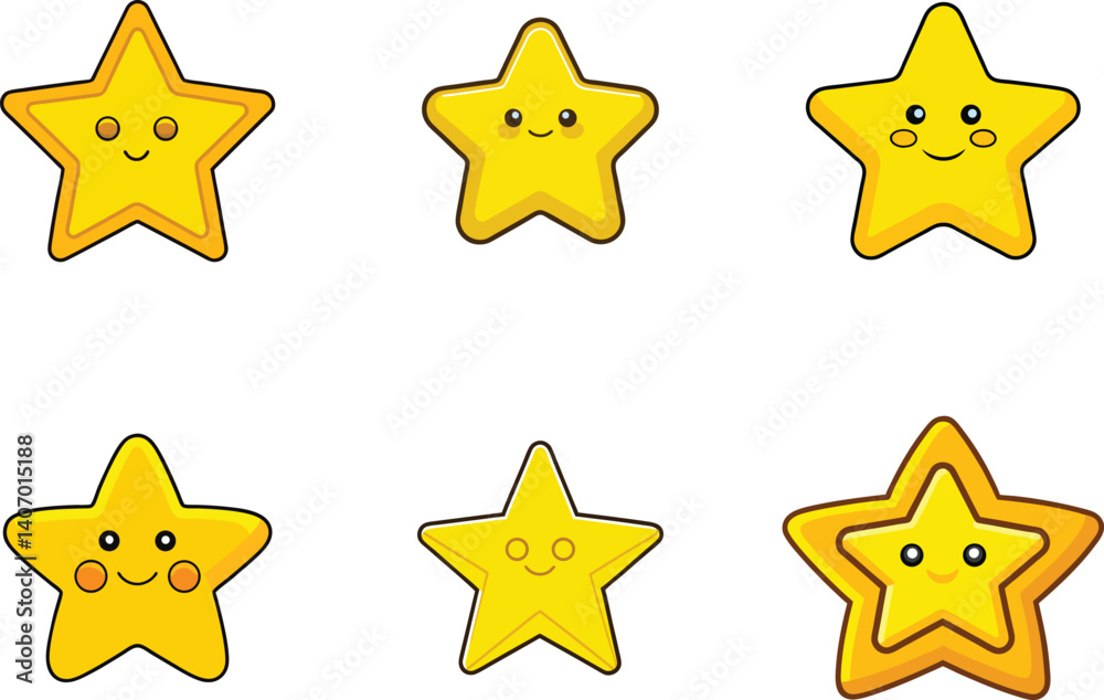 Yellow Stars Vector Icon Illustration Set Yellow Stars Vector Icon Illustration Set