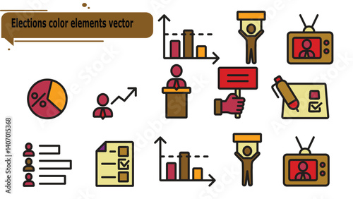 Elections color elements vector