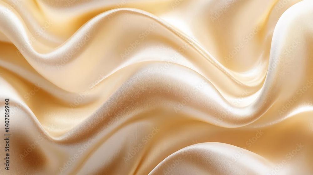 Fototapeta premium Golden Satin Fabric Waves