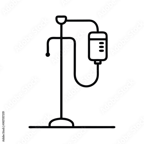 Outline of Iv stand on white background