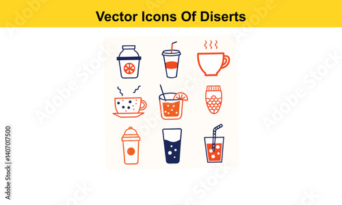 Drink thin line icons collection isolated on white background. Editable stroke Vector.