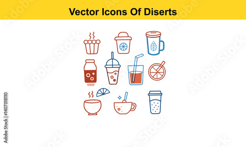 Drink thin line icons collection isolated on white background. Editable stroke Vector.