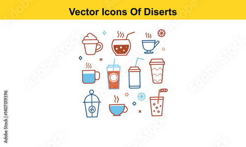 Drink thin line icons collection isolated on white background. Editable stroke Vector.