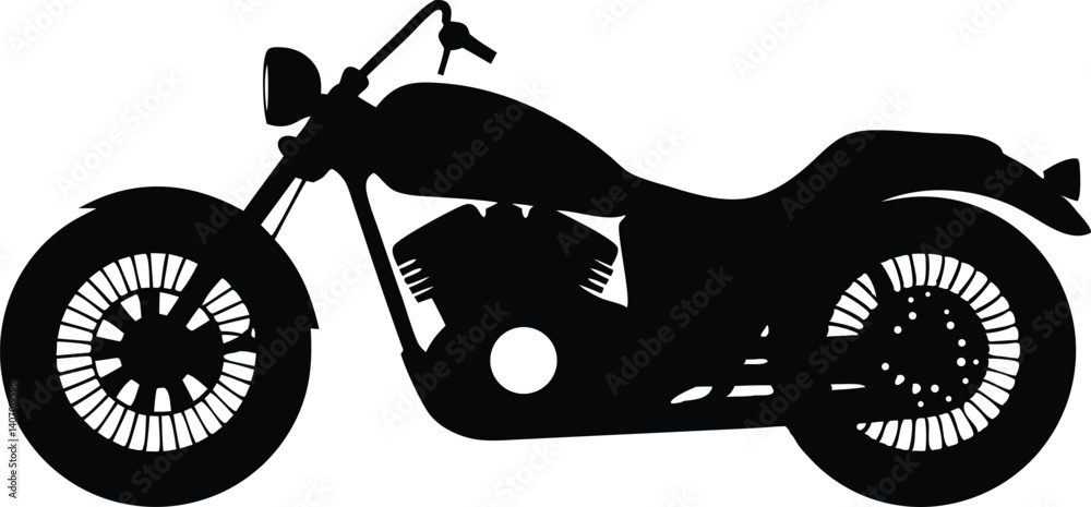 Obraz premium Old-school motorcycle silhouette black vector art work