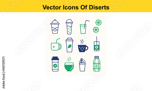 Drink thin line icons collection isolated on white background. Editable stroke Vector.